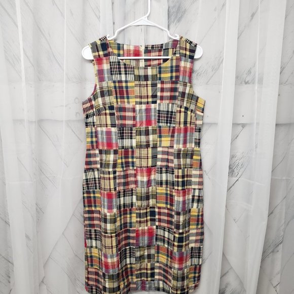 Northystyle Madras Patchwork Plaid Knee Length Sleeveless Dress Size 10 - Picture 8 of 12